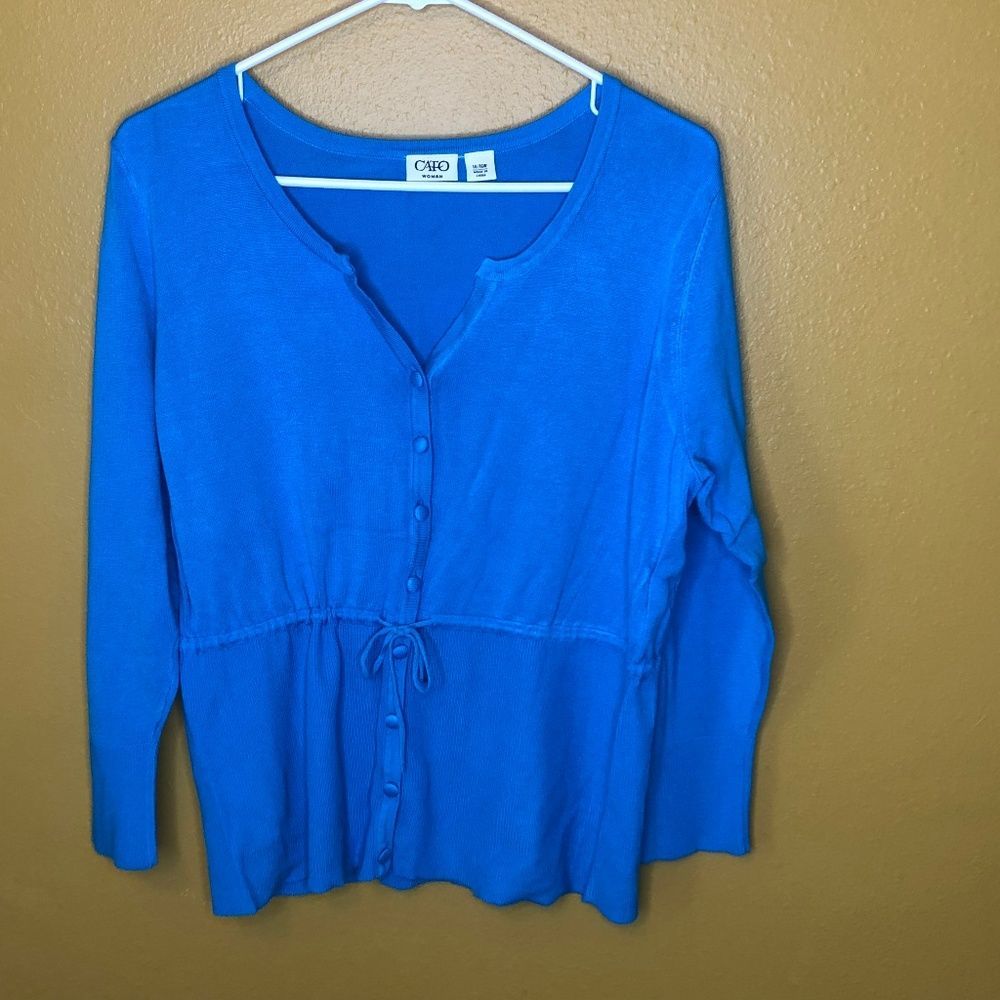 Cato Woman Turquoise Sweater Cardigan, 14/16W